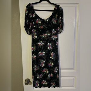 by Anthropologie Floral Black Midi Dress
